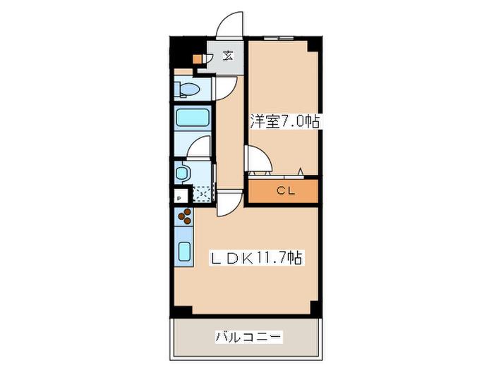HOLLY(1LDK/2階)の間取り写真