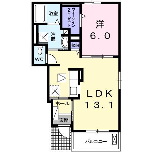エスポワール(1LDK/1階)の間取り写真
