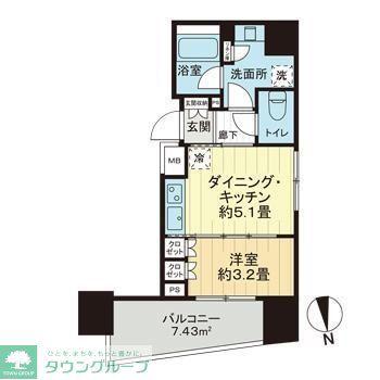 ライオンズミレス新中野(1DK/7階)の間取り写真