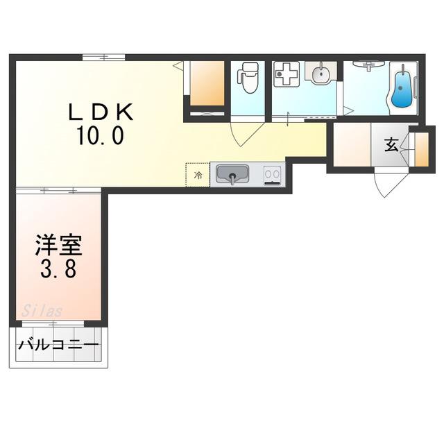 GRAND FUSE(1LDK/3階)の間取り写真