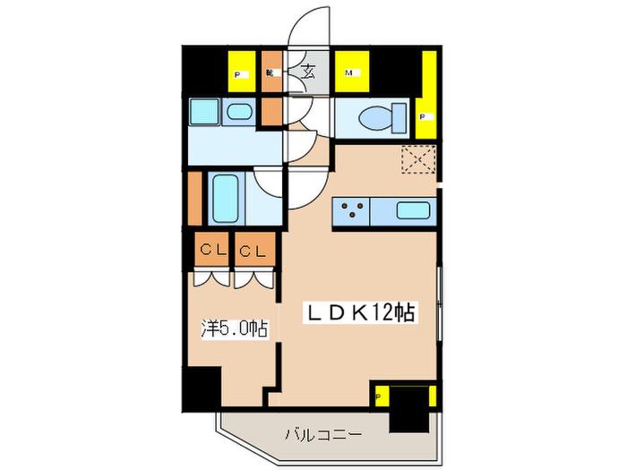 グラマシー横濱関内(1LDK/2階)の間取り写真