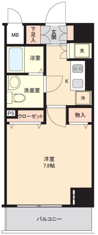 ハーモニーレジデンス月島002(1K/4階)の間取り写真