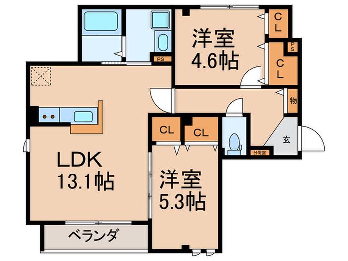 ヴィオレッタときわ台(2LDK/2階)の間取り写真