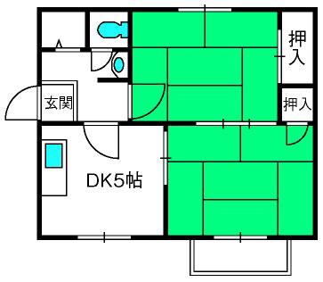 エスポワールA(2DK/1階)の間取り写真