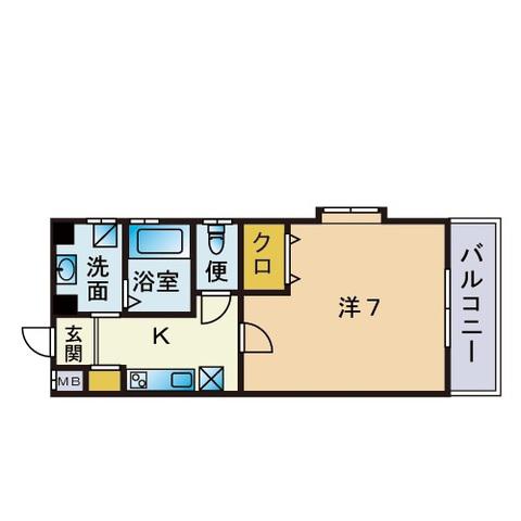 シャローム室見(1K/7階)の間取り写真