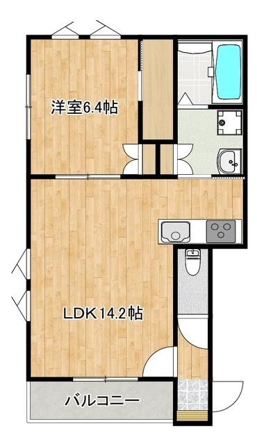 カテリーナ医大前 イースト(1LDK/1階)の間取り写真