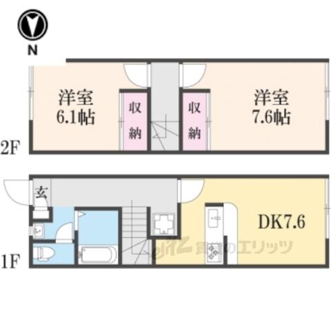 レオパレスグランデ2番館(2DK/1階)の間取り写真