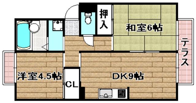 シャンポール・ド・高槻(2LDK/1階)の間取り写真