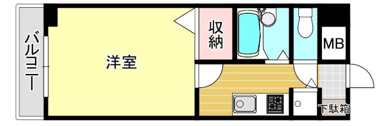 グランディ薬院I(1K/7階)の間取り写真