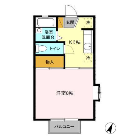ライトハウスIII(1K/2階)の間取り写真