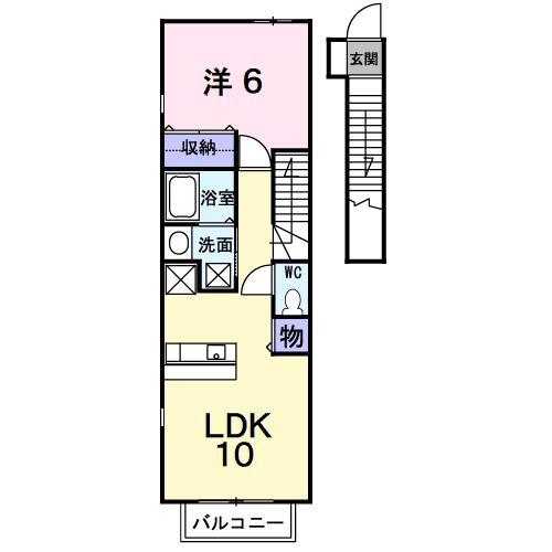 スターフィールドII A(1LDK/2階)の間取り写真