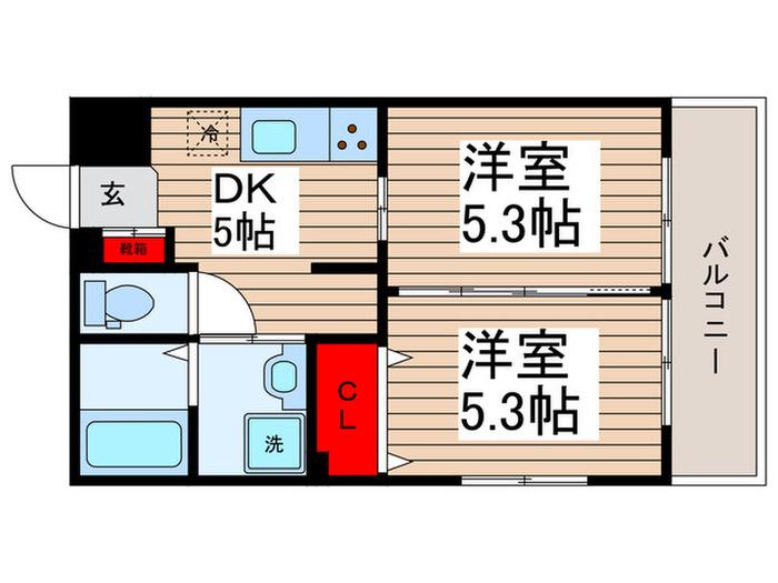 パールパティオ(2DK/1階)の間取り写真