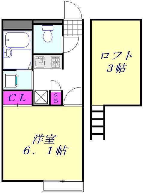 レオパレスセゾンブラン三郷(1K/2階)の間取り写真
