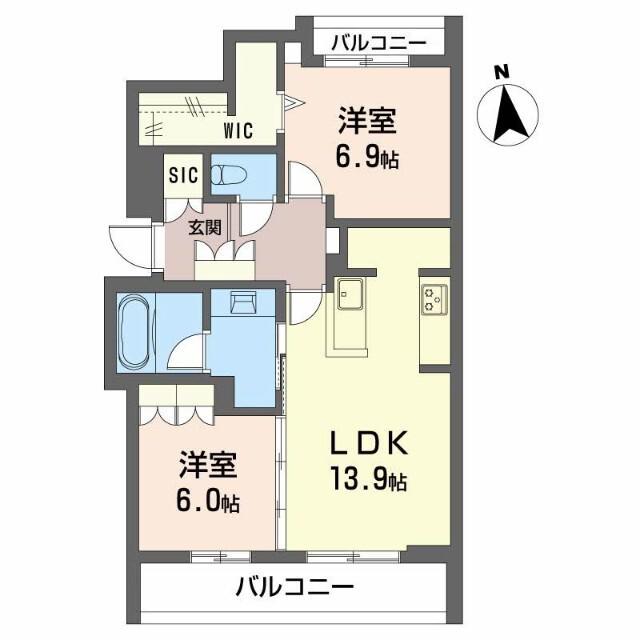 シャーメゾン西岐阜アバンセ(2LDK/4階)の間取り写真
