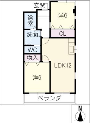 スカイ友(2LDK/2階)の間取り写真