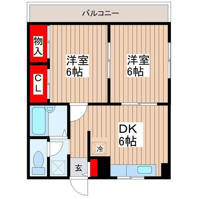 エステートピア 66(2DK/2階)の間取り写真
