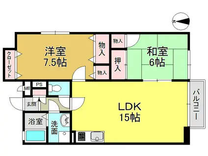 ビレットルネ(2LDK/2階)の間取り写真