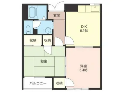 ヴェルドール港南台(2DK/2階)の間取り写真