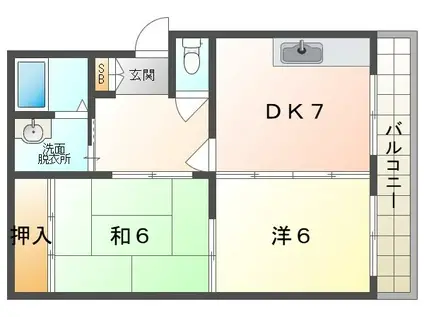 ラークサツキ(2DK/1階)の間取り写真
