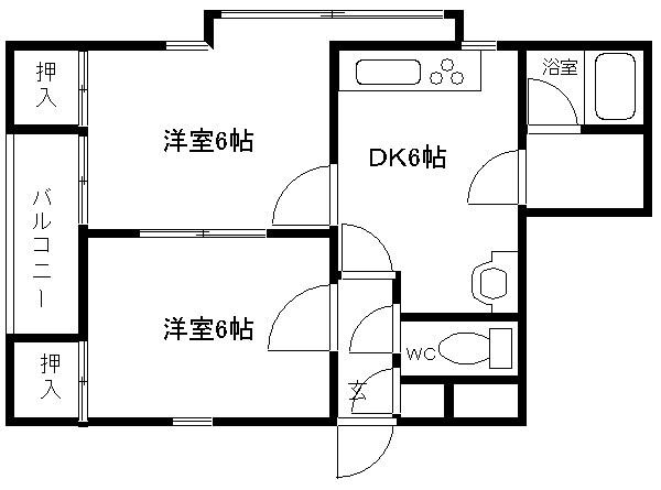 パルティールステージI(2DK/3階)の間取り写真