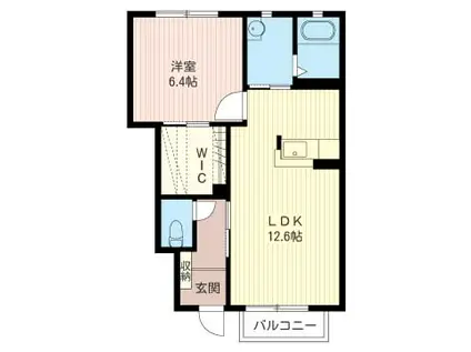 シャルマンC(1LDK/1階)の間取り写真