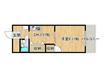 フローレンス小野原(1DK/3階)の間取り写真