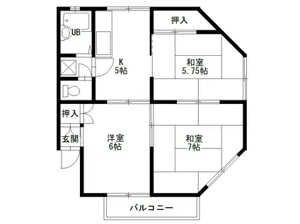 グリンヒルミハラ(3K/1階)の間取り写真