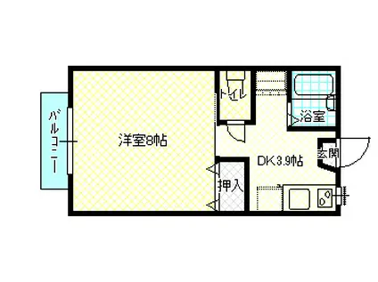 ヒコボシA(1K/1階)の間取り写真