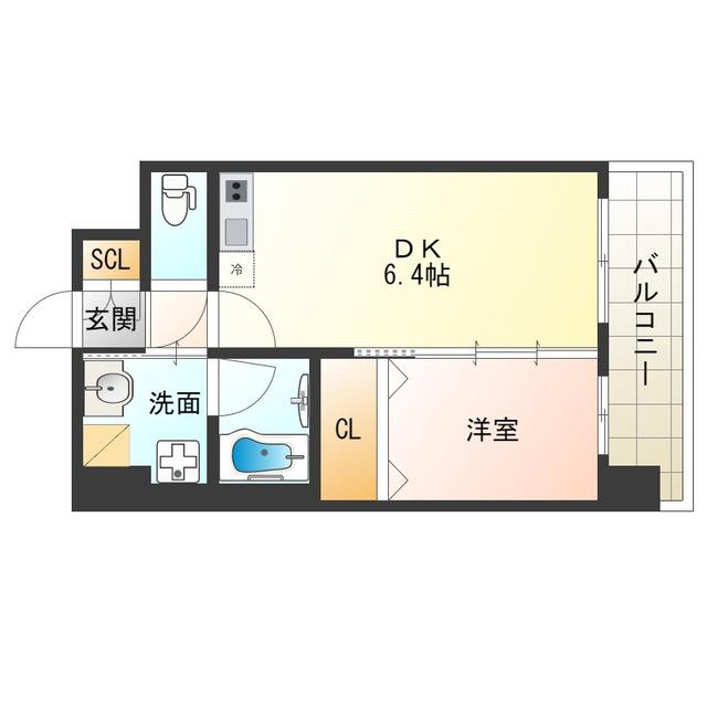 エスタート御幣島(1DK/7階)の間取り写真