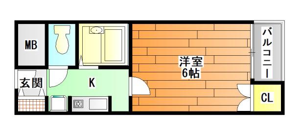 RX富田林(1K/4階)の間取り写真