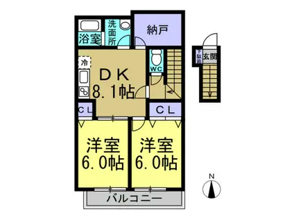 SAKYO21常滑(2DK/2階)の間取り写真