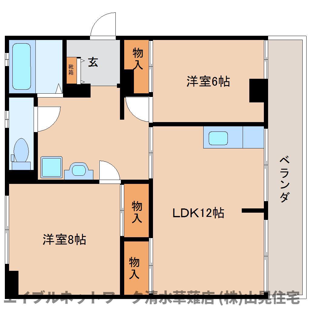馬走グリーンハイツ(2LDK/1階)の間取り写真