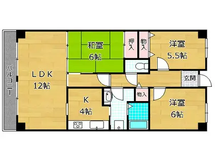 PHOENIX COURT交野II 南棟(3LDK/1階)の間取り写真