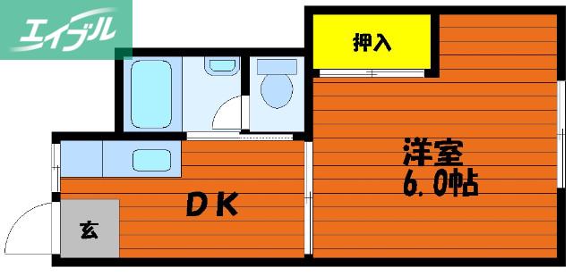 第二丸本ビル(1DK/2階)の間取り写真