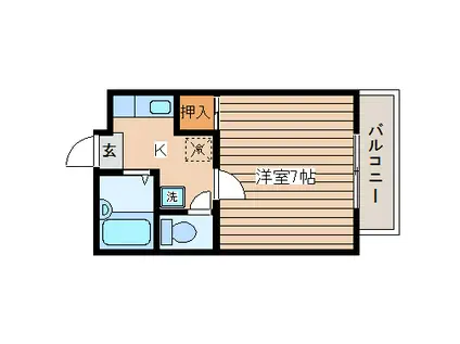 サンプレイスヒルズ(1K/2階)の間取り写真