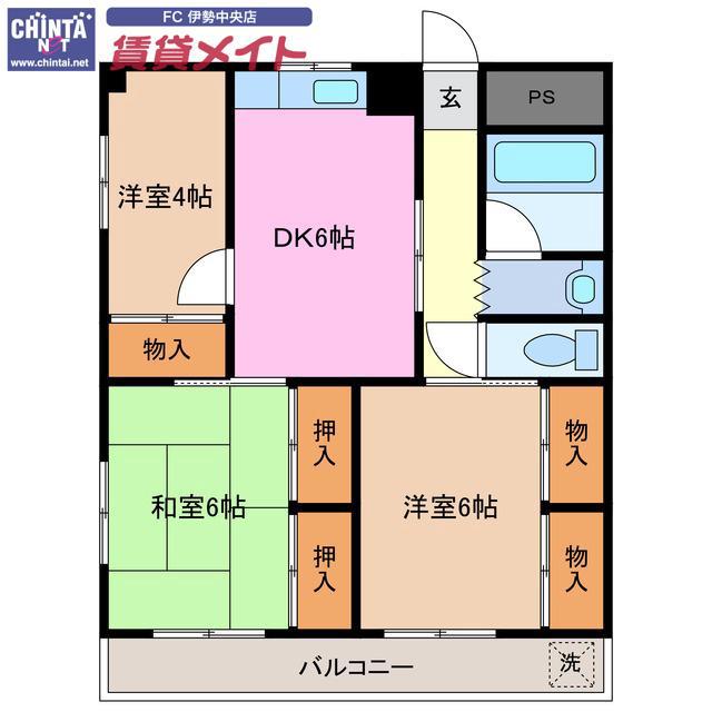 アクアビット(3DK/3階)の間取り写真