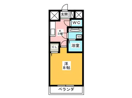 山清ビル(1K/3階)の間取り写真
