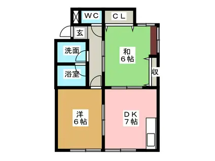 JR東海道本線 蒲原駅 徒歩3分 2階建 築25年(2DK/2階)の間取り写真