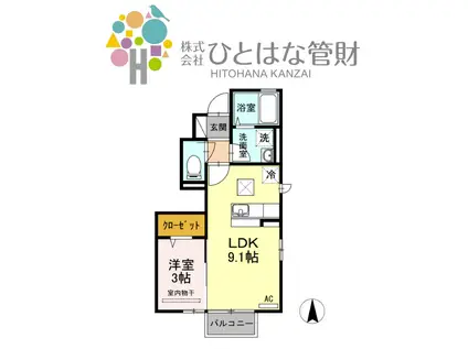 エクセルIII(1LDK/1階)の間取り写真