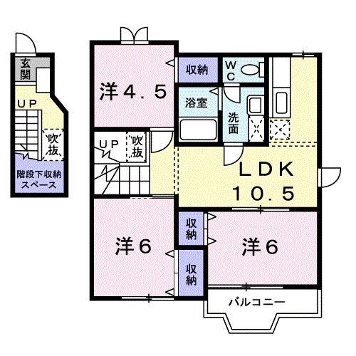 クレストール飛天A(3LDK/2階)の間取り写真