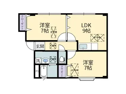 ルネス桧山(2LDK/2階)の間取り写真