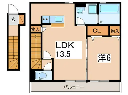 サンロイヤル II(1LDK/2階)の間取り写真