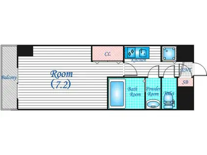 ドミール谷町(1K/9階)の間取り写真