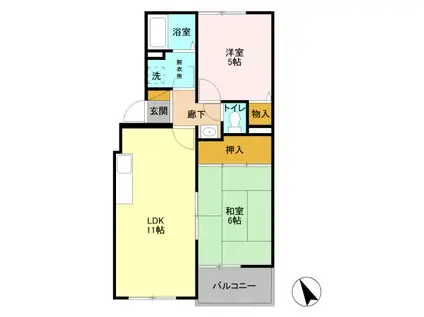 メゾンセピアC(2LDK/2階)の間取り写真