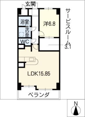 ピーノトキワ(1LDK/7階)の間取り写真