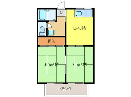 サンハイツ友(2DK/2階)の間取り写真