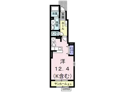 アベンチィーノ I(ワンルーム/1階)の間取り写真