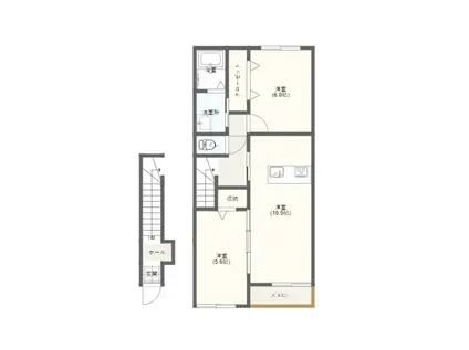 ブレスII(2LDK/2階)の間取り写真