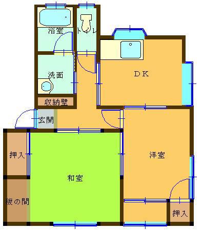 ひかりハイツR(2DK/2階)の間取り写真