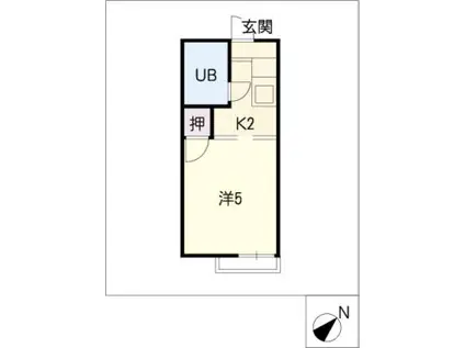 アートサイドH・M(1K/2階)の間取り写真